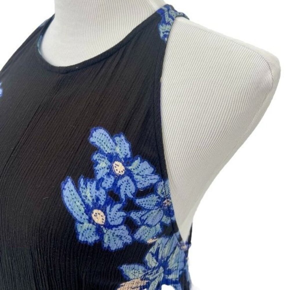 Free People Blue Floral Print Lace Up Sides Slip Dress - Picture 12 of 16